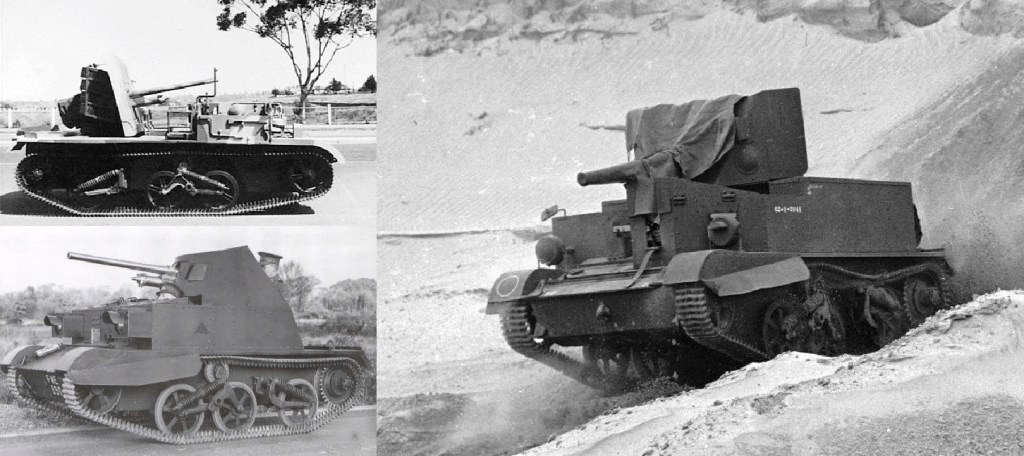 Allied versions of Universal Carriers equipped with 2-pdr anti-tank gun